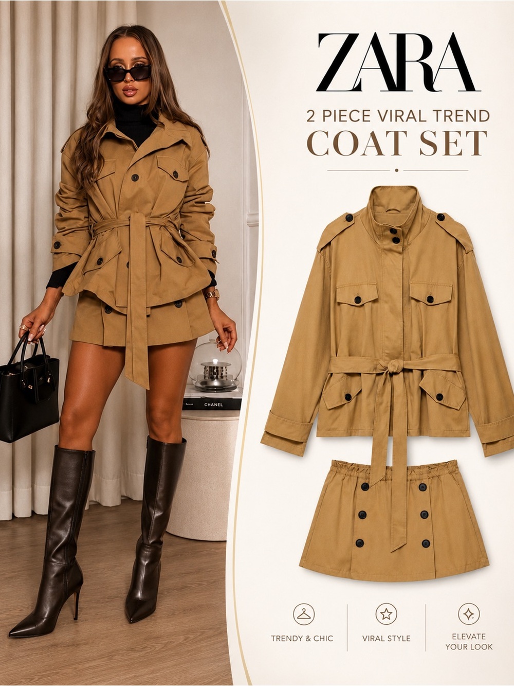 VIRAL (TWO PIRCE TREND COAT SET  COLLAR TREND COAT AND SKIRT M /L
🚨NO DISCOUNT
